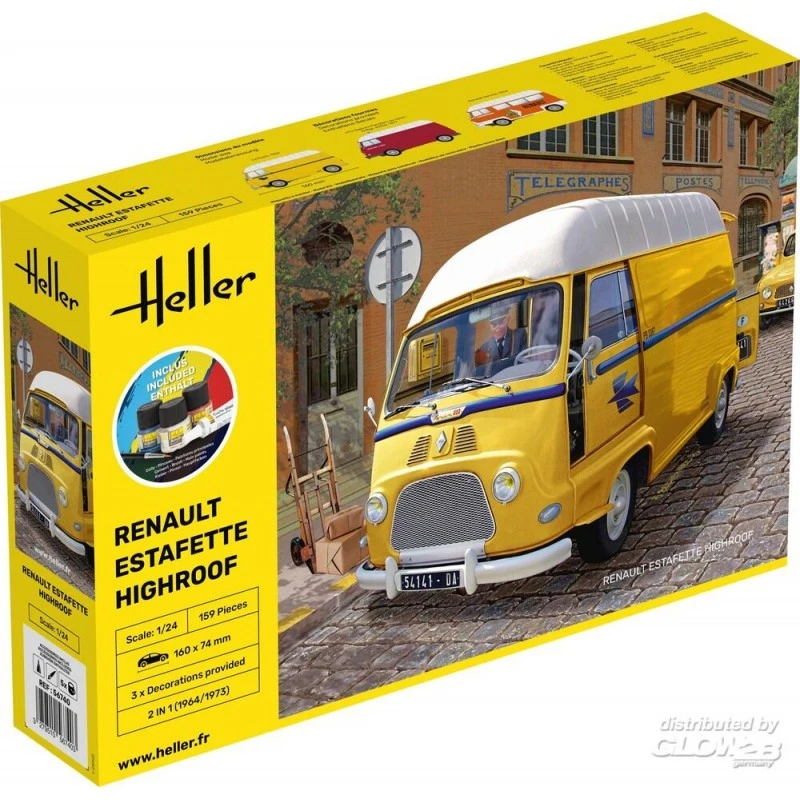 Heller Maquette Camion KIT DE DÉMARRAGE Estafette Toit Haut 3 Heller Maquette Camion KIT DE DÉMARRAGE Estafette Toit Haut