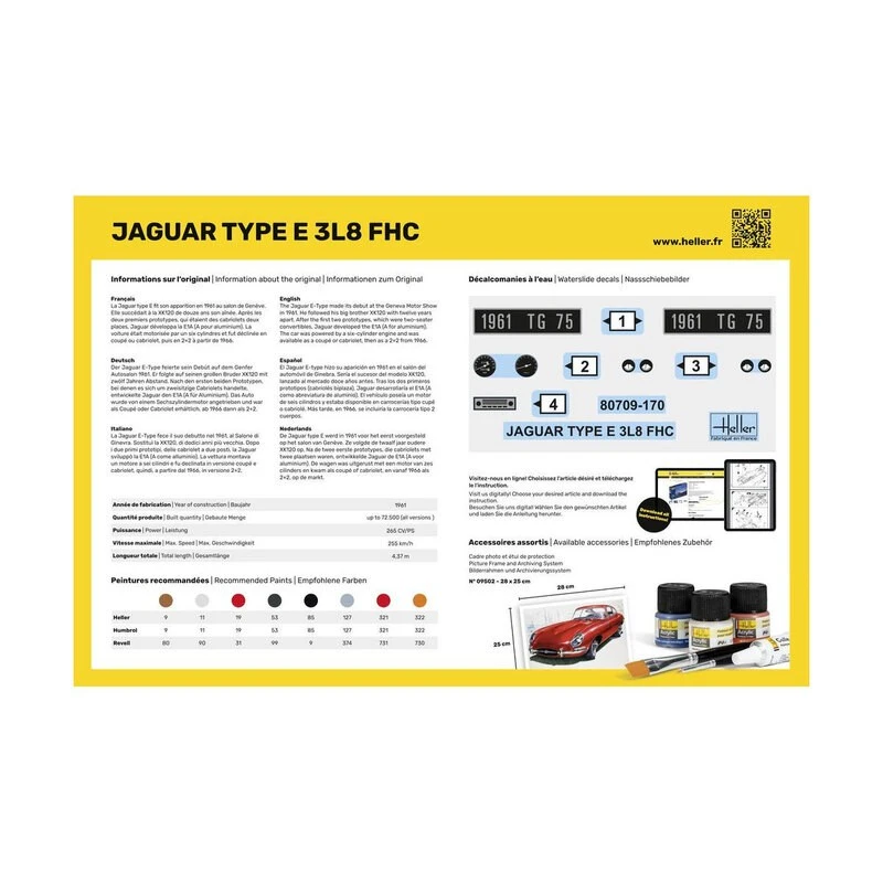 Heller Maquette STARTER KIT (Kit De Démarrage) Jaguar Type E 3L8 FHC 6 Heller Maquette STARTER KIT (Kit De Démarrage) Jaguar Type E 3L8 FHC – Image 4