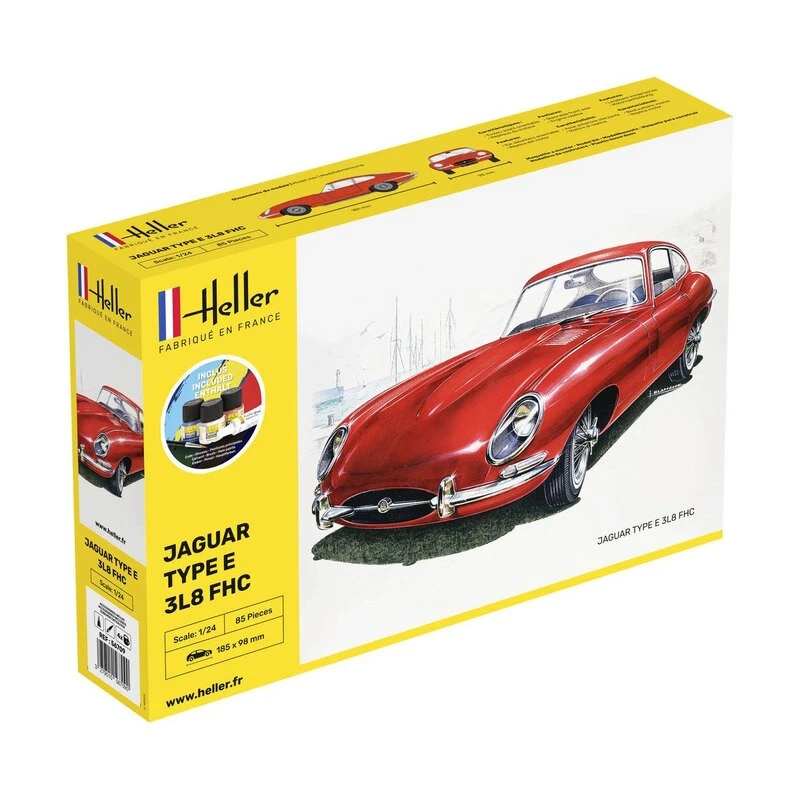 Heller Maquette STARTER KIT (Kit De Démarrage) Jaguar Type E 3L8 FHC 3 Heller Maquette STARTER KIT (Kit De Démarrage) Jaguar Type E 3L8 FHC