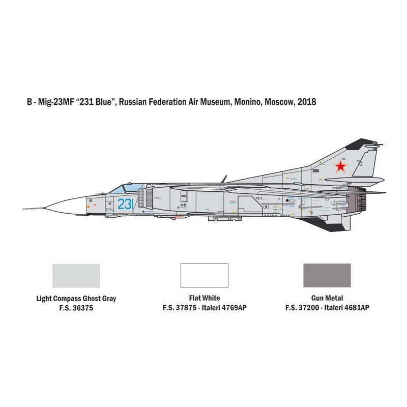 Italeri DÉCALQUES FLOGGERSUPER Mikoyan MiG-23MF / BN POUR 6 VERSIONS - FEUILLE D'INSTRUCTIONS COULEUR Conçu Et Développé Dans La Dernièr 6 Italeri DÉCALQUES FLOGGERSUPER Mikoyan MiG-23MF / BN POUR 6 VERSIONS - FEUILLE D'INSTRUCTIONS COULEUR Conçu Et Développé Dans La Dernièr – Image 4
