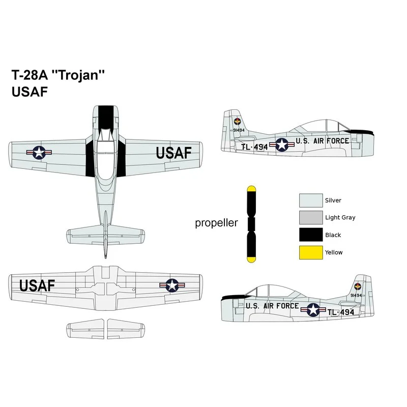 Miniwings Maquette Avion Trident Nord-américain T-28A - USAF 3 Miniwings Maquette Avion Trident Nord-américain T-28A - USAF